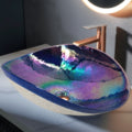19 inch Art Glass Vessel Seashell Decorative Pattern Bathroom sink - Celestial Blue - RVB3042 view 2