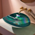 19 inch Art Glass Vessel Seashell Decorative Pattern Bathroom Sink - Seafoam Green - RVB3056 view 2