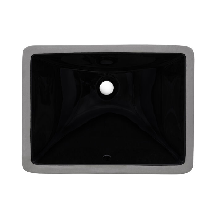 18 x 13 inch Undermount Bathroom Sink Black Rectangular Porcelain Ceramic with Overflow - RVB0720BK view 2