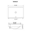 23 x 16 inch Semi-Recessed Drop-in Topmount Bathroom Sink Rectangular Porcelain Ceramic White - RVB0824WH view 4