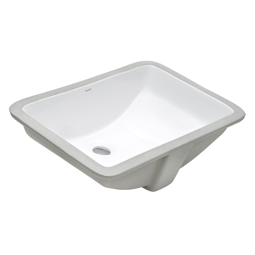 18 x 12 inch Undermount Bathroom Vanity Sink White Rectangular Porcelain Ceramic with Overflow - RVB0721 view 1