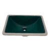 18 x 13 inch Undermount Bathroom Sink Emerald Green Rectangular Porcelain Ceramic with Overflow - RVB0720EG view 2