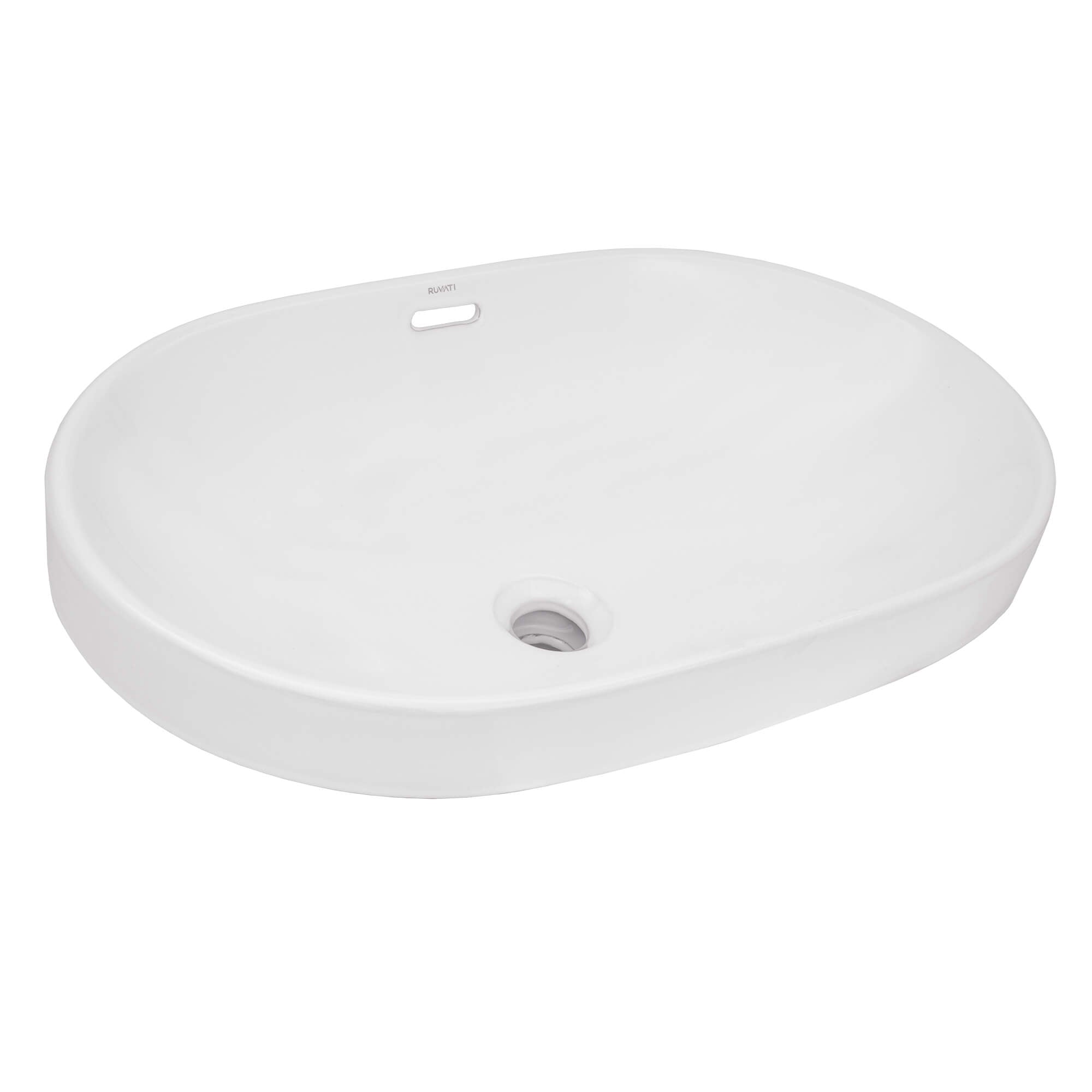 24 x 16 inch Semi-Recessed Drop-in Topmount Bathroom Sink Rectangular Ceramic with Overflow White - RVB0923WH view 4