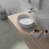 19 x 14 inch Fluted Vessel Bathroom Sink epiStone Solid Surface Modern Oval Matte White - RVB2819WH view 4