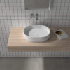 19 x 14 inch Fluted Vessel Bathroom Sink epiStone Solid Surface Modern Oval Matte White - RVB2819WH view 5