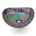 19 inch Art Glass Vessel Seashell Decorative Pattern Bathroom Sink - Cosmic Black - RVB3048 view 2