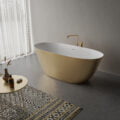 63-inch Matte Gold and White epiStone Solid Surface Freestanding Bath Tub Sinatra - RVB6723GW view 2