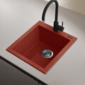 16 x 20 inch epiGranite Drop-in Topmount Granite Composite Single Bowl Kitchen Sink - Berry Red - RVG1016BR view 2