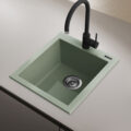 16 x 20 inch epiGranite Drop-in Topmount Granite Composite Single Bowl Kitchen Sink - Sage Green - RVG1016SG view 2