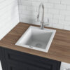 18 x 20 inch epiGranite Drop-in Topmount Granite Composite Single Bowl Wet Bar Prep Sink - Arctic White - RVG1018WH view 4