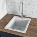 18 x 20 inch epiGranite Drop-in Topmount Granite Composite Single Bowl Wet Bar Prep Sink - Arctic White - RVG1018WH view 2