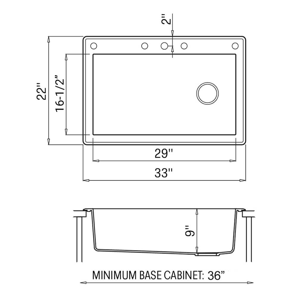 33 x 22 inch epiGranite Drop-in Topmount Granite Composite Single Bowl Kitchen Sink - Arctic White - RVG1033WH view 5