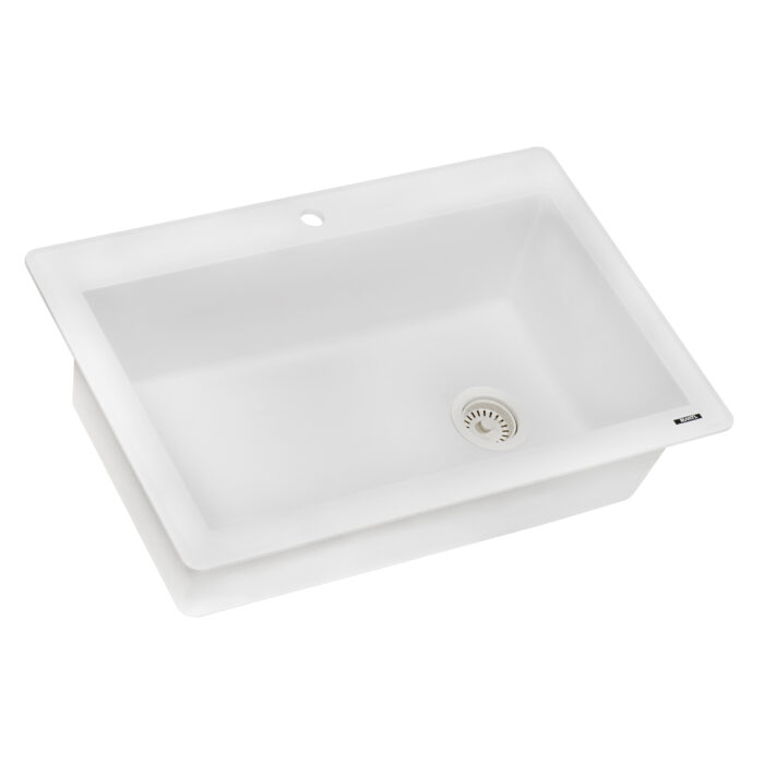 33 x 22 inch epiGranite Drop-in Topmount Granite Composite Single Bowl Kitchen Sink - Arctic White - RVG1033WH view 4