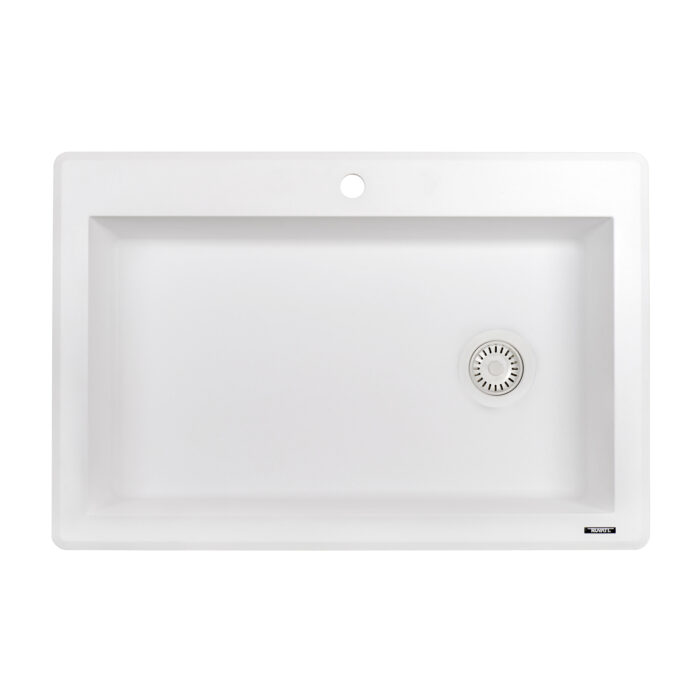 33 x 22 inch epiGranite Drop-in Topmount Granite Composite Single Bowl Kitchen Sink - Arctic White - RVG1033WH view 2