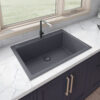 33 x 22 inch epiGranite Drop-in Topmount Granite Composite Single Bowl Kitchen Sink - Urban Gray - RVG1080UG view 2