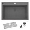 33 x 22 inch epiGranite Drop-in Topmount Granite Composite Single Bowl Kitchen Sink - Urban Gray - RVG1080UG view 4
