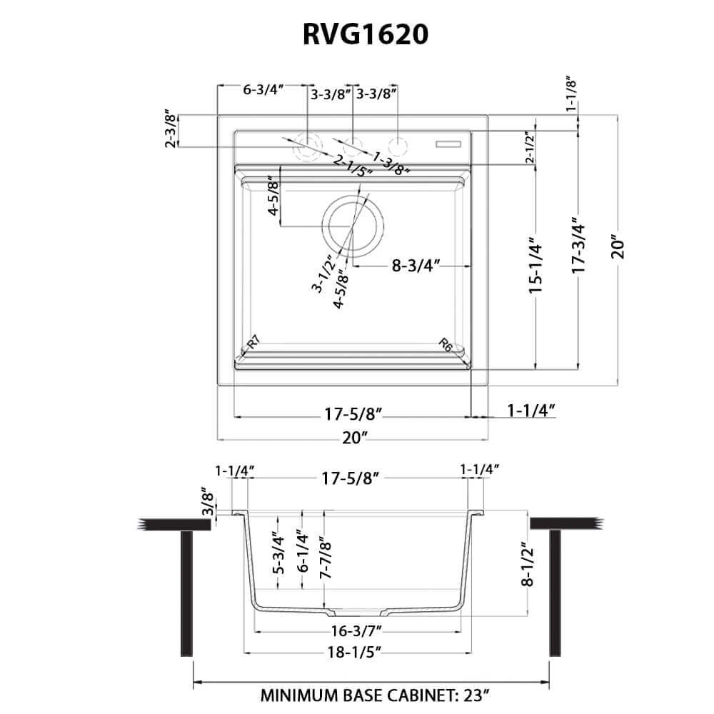20-inch epiCube Granite Composite Workstation Drop-in Topmount Wet Bar Prep Sink  Matte White - RVG1620WH view 2