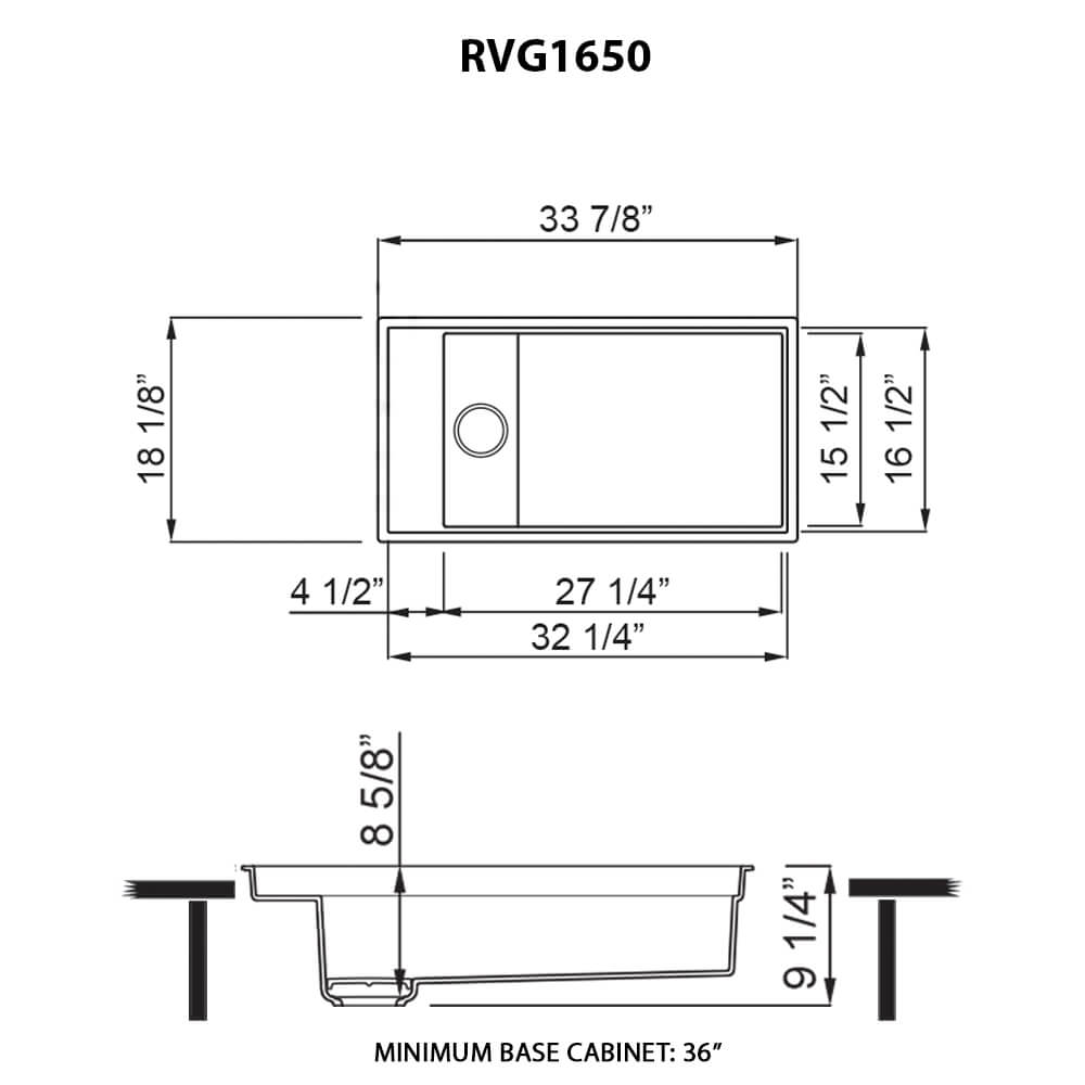 18 x 34 inch Granite Composite Workstation Kitchen Sink epiGranite Dual Mount Single Bowl - White - RVG1650WH view 4