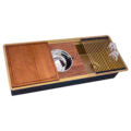 45-inch Polished Brass Matte Gold Stainless Steel Workstation Two-Tiered Ledge Undermount Kitchen Sink - RVH6333GG view 2