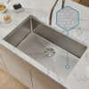 Hex Bottom 30-inch Scratch Resistant Embossed Texture Kitchen Sink Stainless Steel - RVH7630 view 2