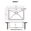 27 x 20 inch Drop-in 16 Gauge Stainless Steel Rounded Corners Topmount Kitchen Sink Single Bowl - RVH8017 view 3