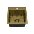 15 inch Polished Brass Matte Gold Stainless Steel Drop-in Topmount Bar Prep Sink Single Bowl - RVH8115GG view 2