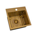 15 inch Polished Brass Matte Gold Stainless Steel Drop-in Topmount Bar Prep Sink Single Bowl - RVH8115GG view 1