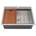25 x 20 inch RV Workstation Drop-in Topmount Bar Prep Kitchen Sink 16 Gauge Stainless Steel - RVH8205 view 2
