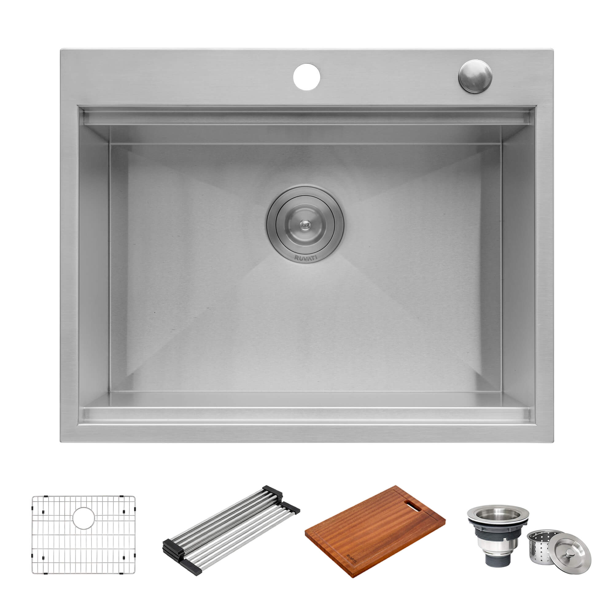 25 x 20 inch RV Workstation Drop-in Topmount Bar Prep Kitchen Sink 16 Gauge Stainless Steel - RVH8205 view 4
