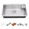 32-inch Glass Rinser and Sink Combo Workstation Ledge Undermount 16 Gauge Stainless Steel Kitchen Sink Single Bowl - RVH8512 view 4