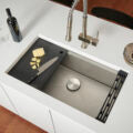 Hex Bottom 33-inch Workstation Scratch Resistant Embossed Texture Kitchen Sink Stainless Steel - RVH8633 view 2