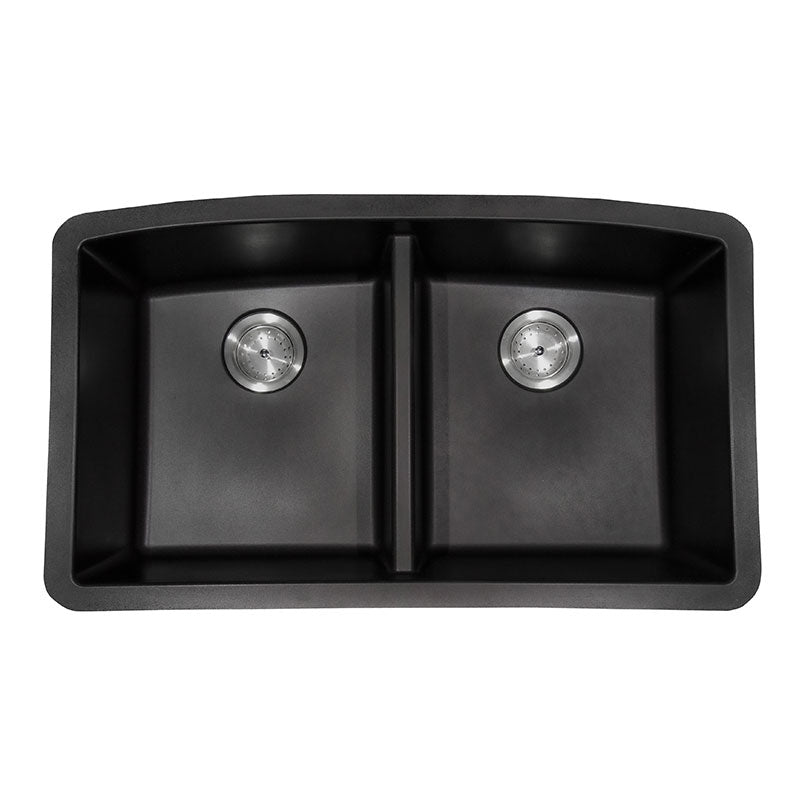 Black Quartz Double Bowl Sink 50/50-3219 view 1