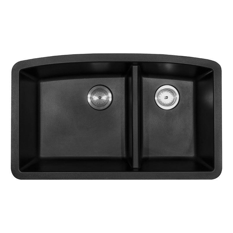 Black Quartz Double Bowl Sink 60/40-3219 view 1
