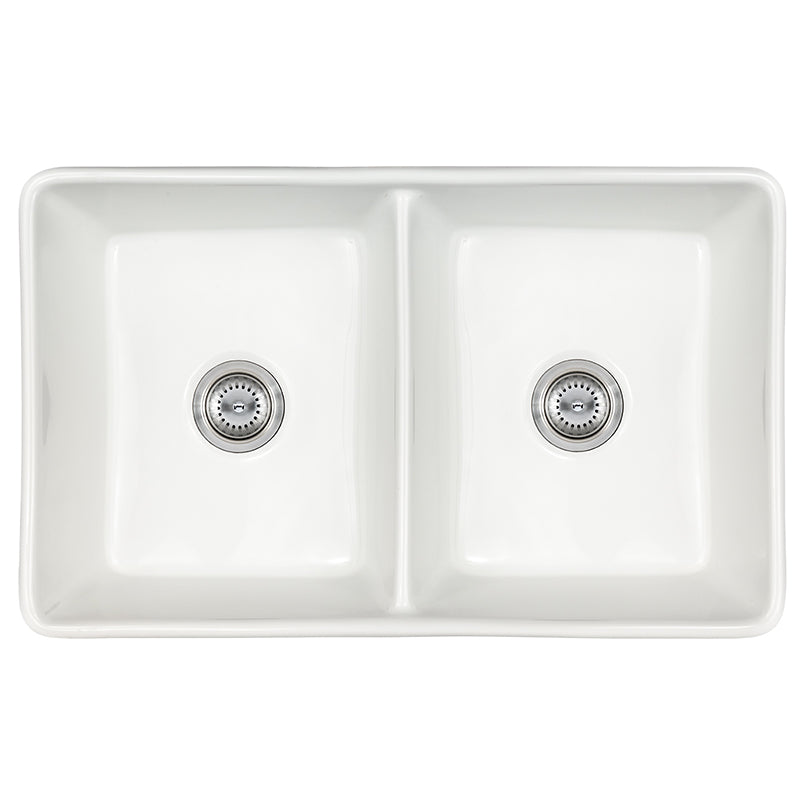 Fireclay Farmhouse White Double Bowl Sink 50/50-3220 view 1