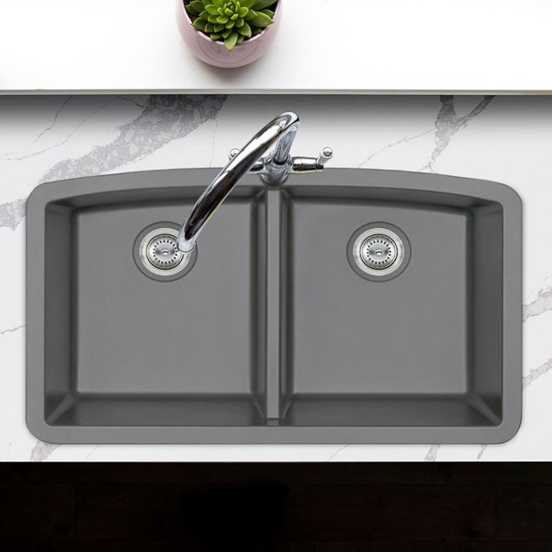 Grey Quartz Double Bowl Sink 50/50-3219 view 2