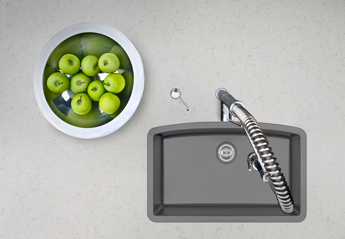 Grey Quartz Single Bowl Sink 3219 view 2