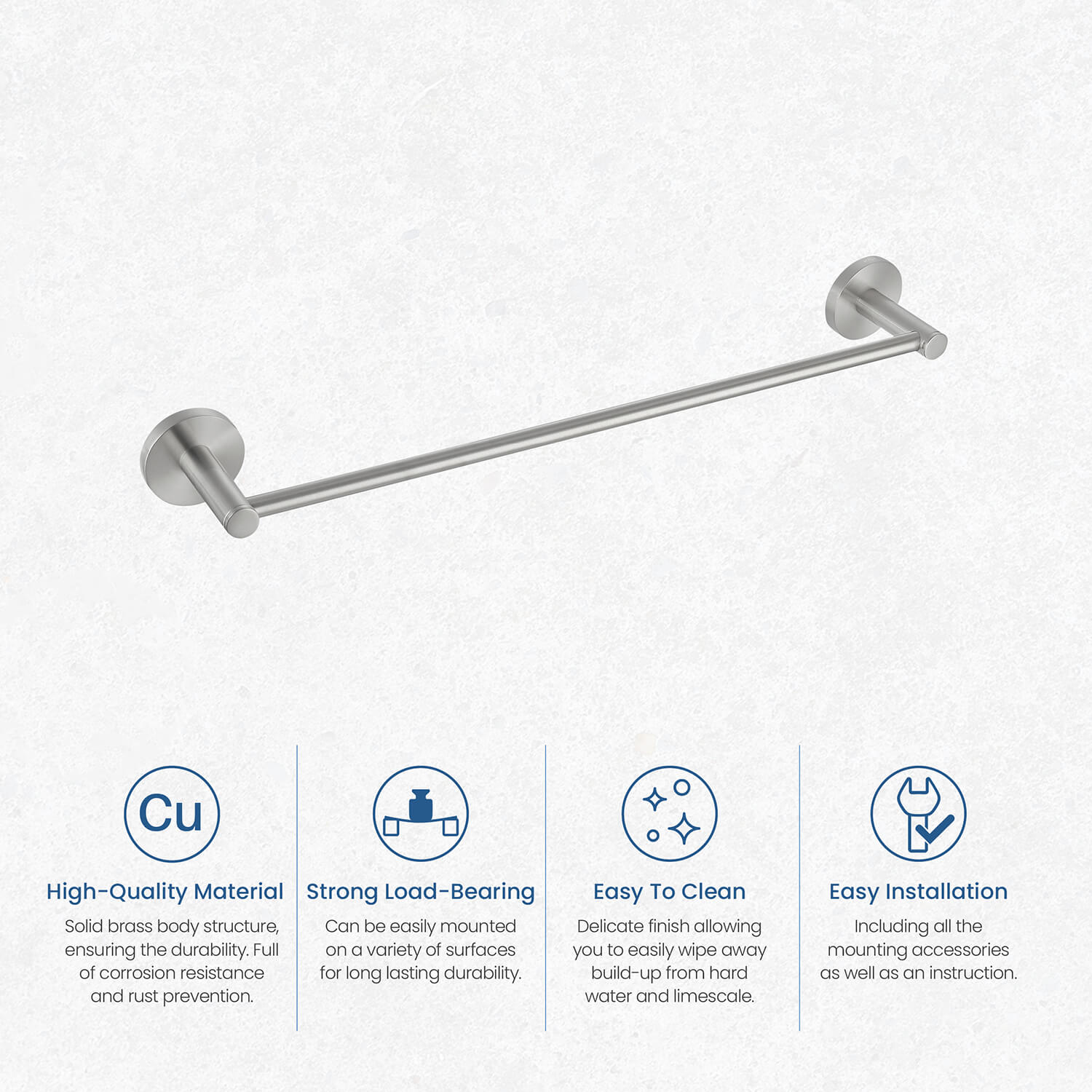 Circular Bathroom 18″ Towel Bar Brushed Nickel view 5