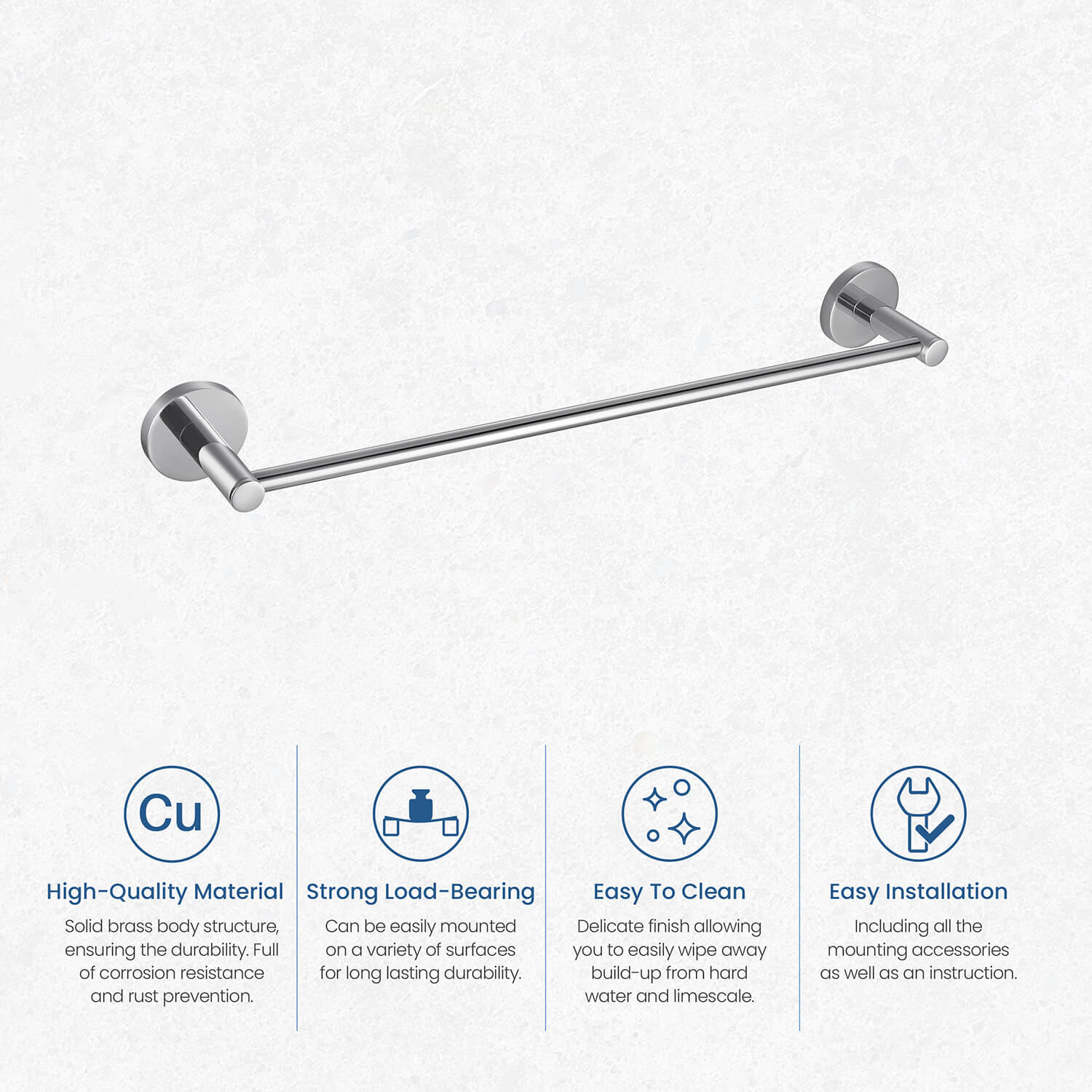 Circular Bathroom 18″ Towel Bar Chrome view 5