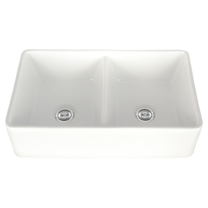Fireclay Farmhouse White Double Bowl Sink 50/50-3220 view 2