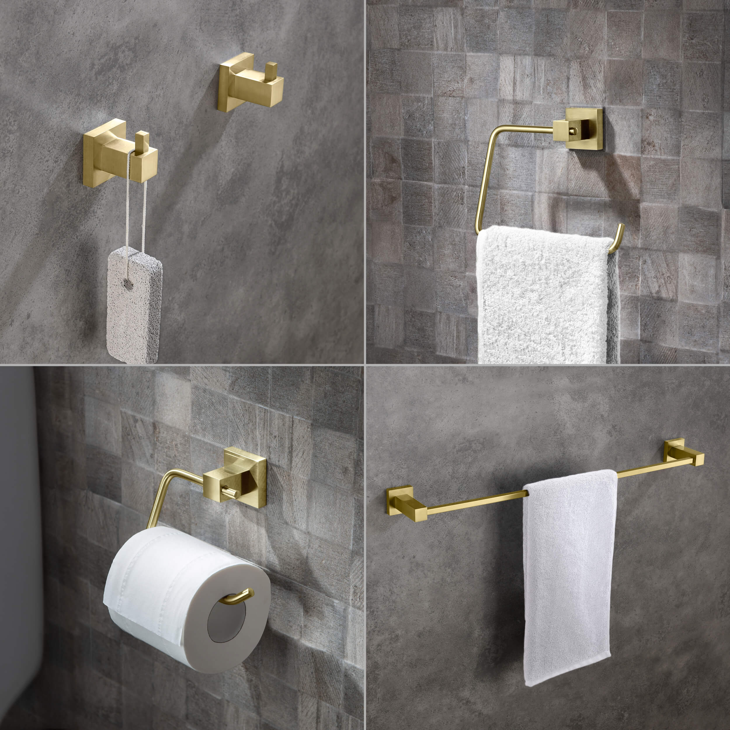 Cube 5-Piece Bathroom Hardware Set - C-KBA15-5-2 view 3