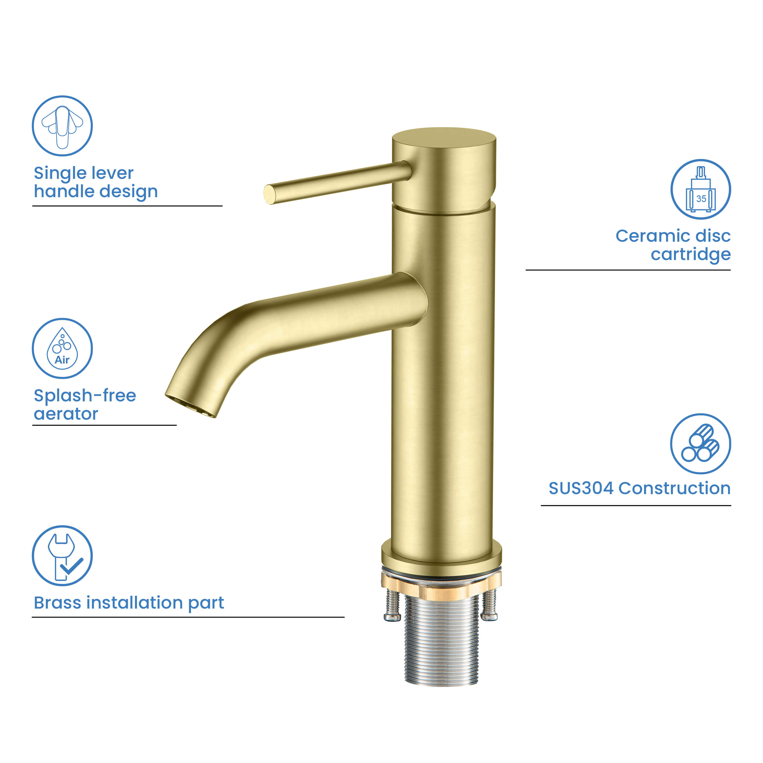 Single Handle Bathroom Vanity Sink Faucet with Pop Up Drain – F201 view 4