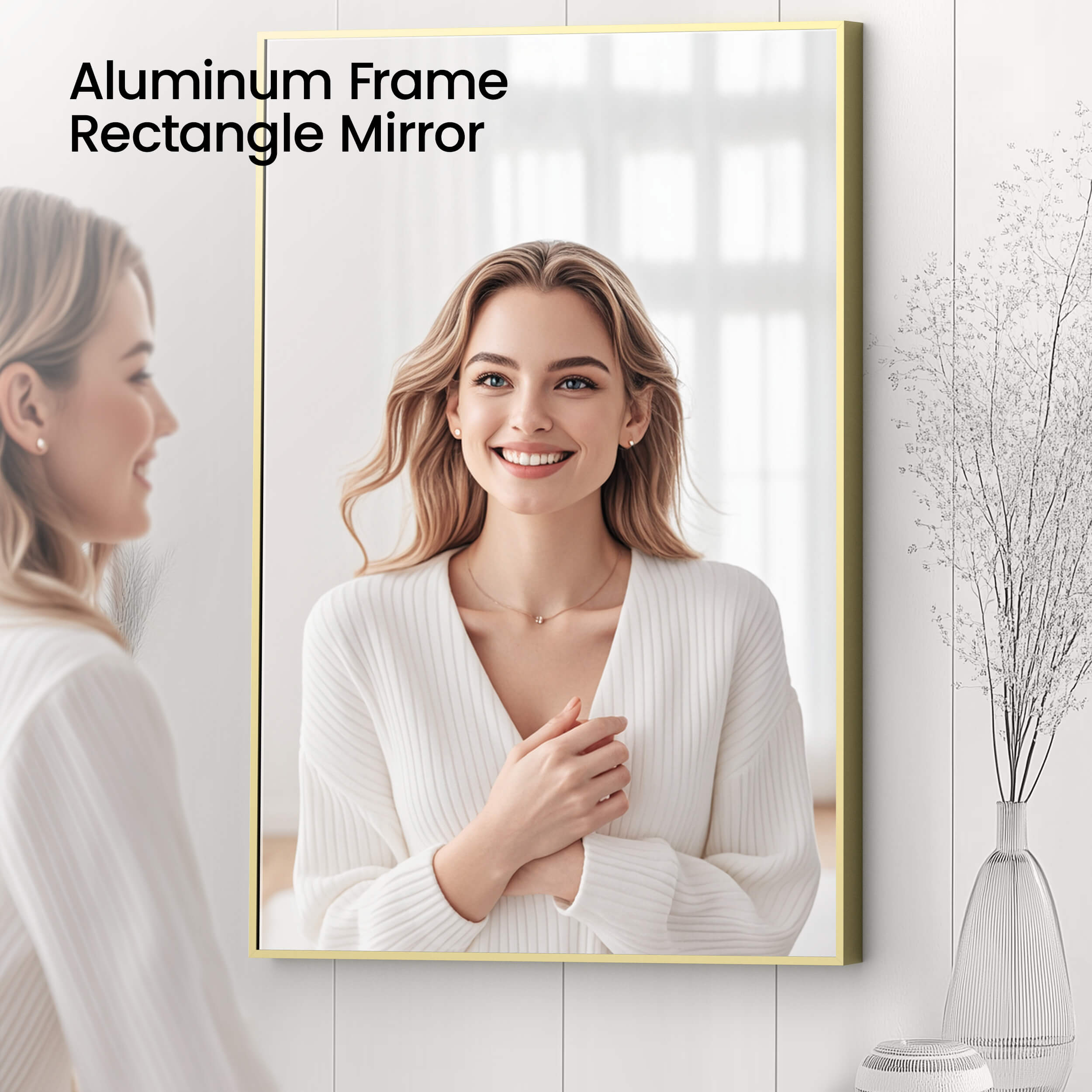24" x 36" Shatterproof Wall Mount Metal Frame Mirror - FM1-2436 view 5