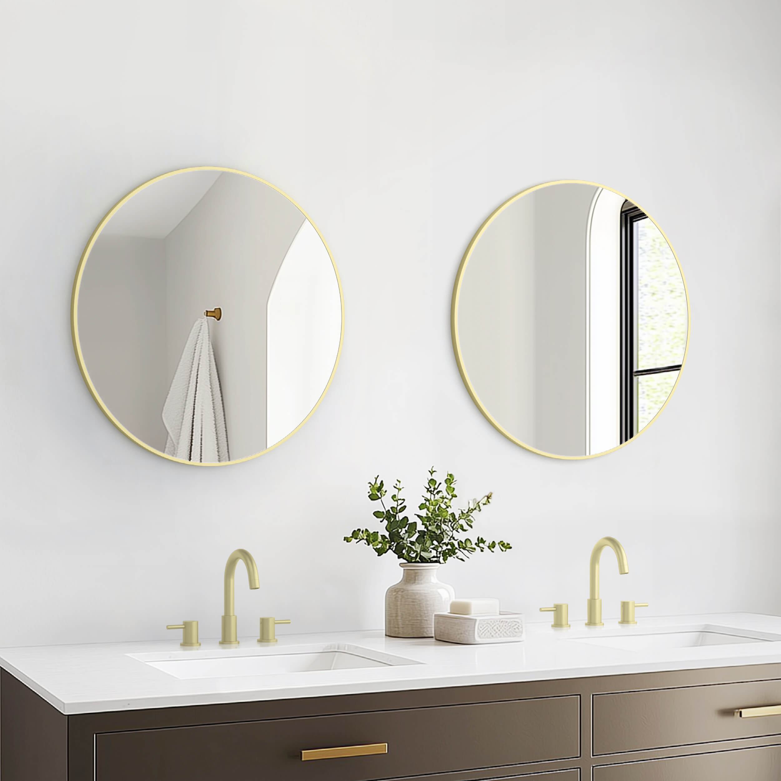 28" Shatterproof Wall Mount Metal Frame Mirror - FM3-R28 view 3