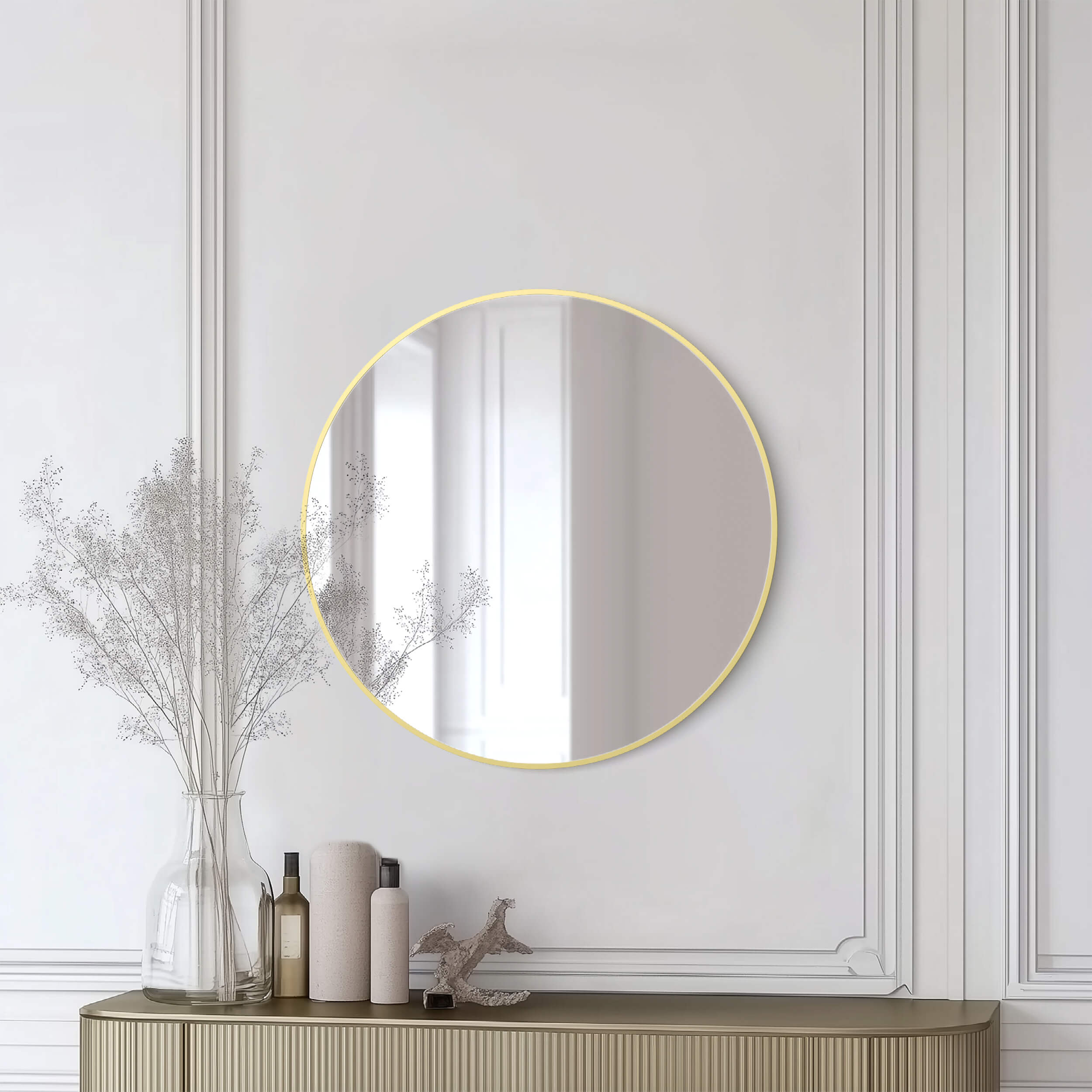 28" Shatterproof Wall Mount Metal Frame Mirror - FM3-R28 view 2
