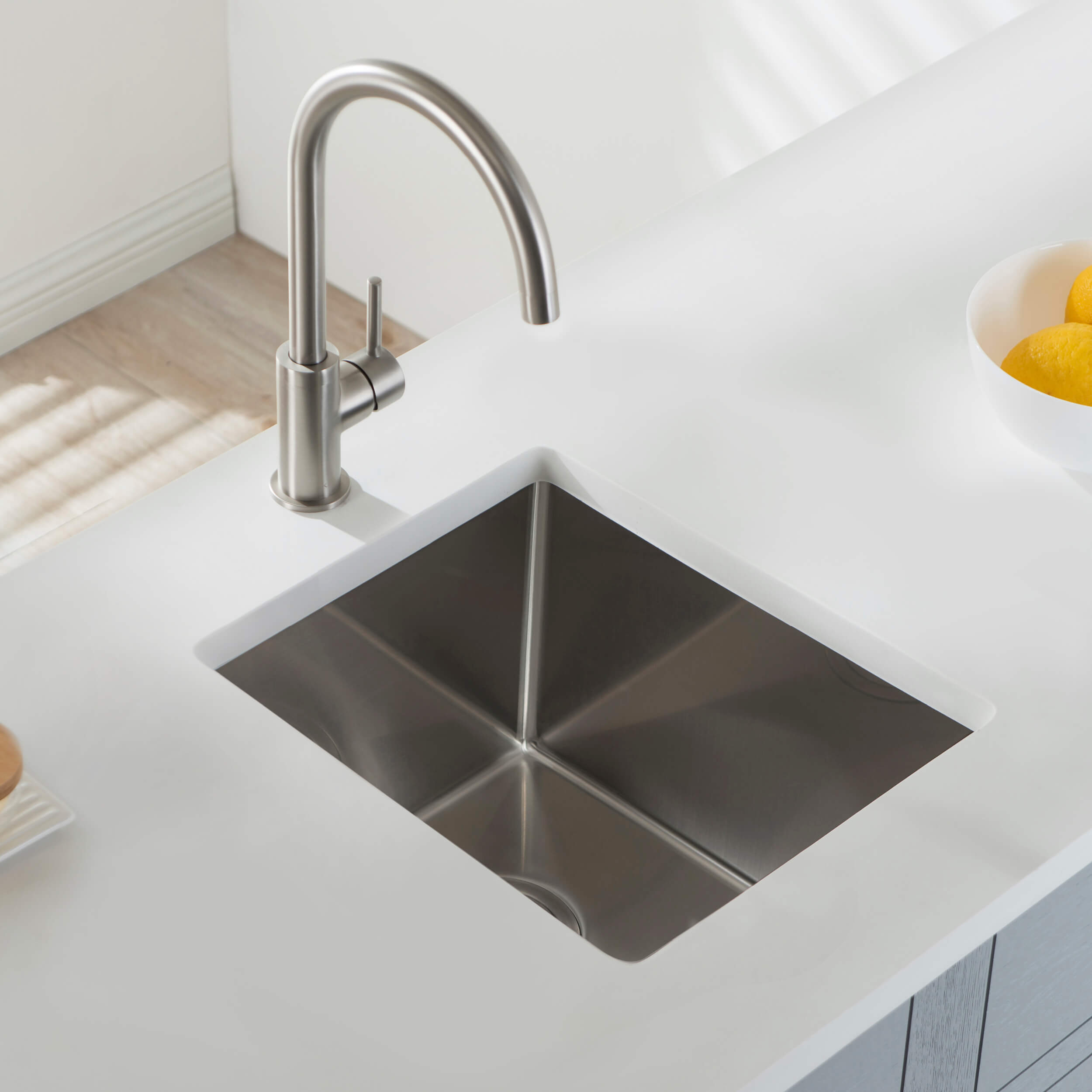 14″ Handcrafted Undermount Single Bowl 16 gauge Stainless Steel Kitchen Sink – K1-S14 view 2