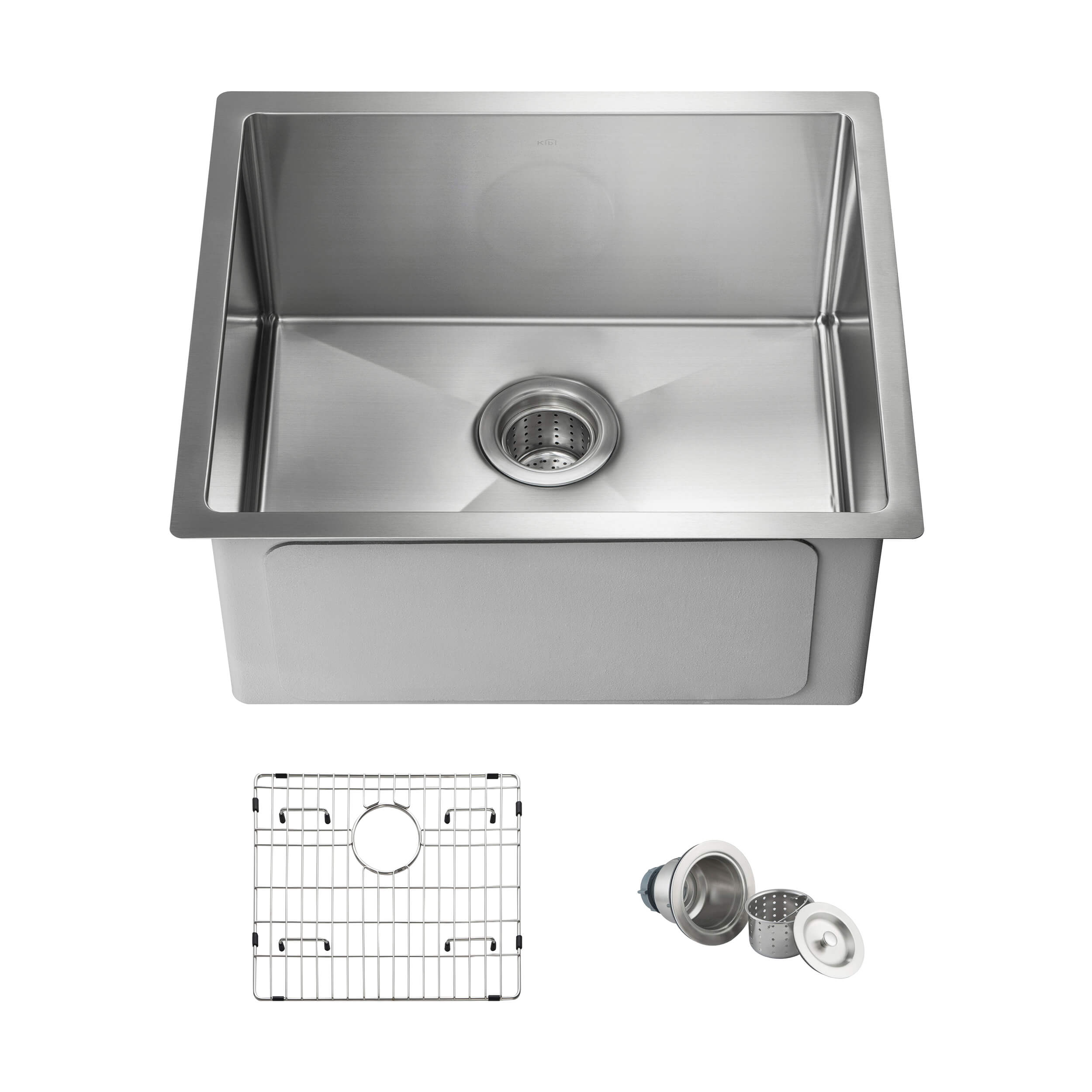 21″ Handcrafted Undermount Single Bowl 16 gauge Stainless Steel Kitchen Sink – K1-S21 view 1