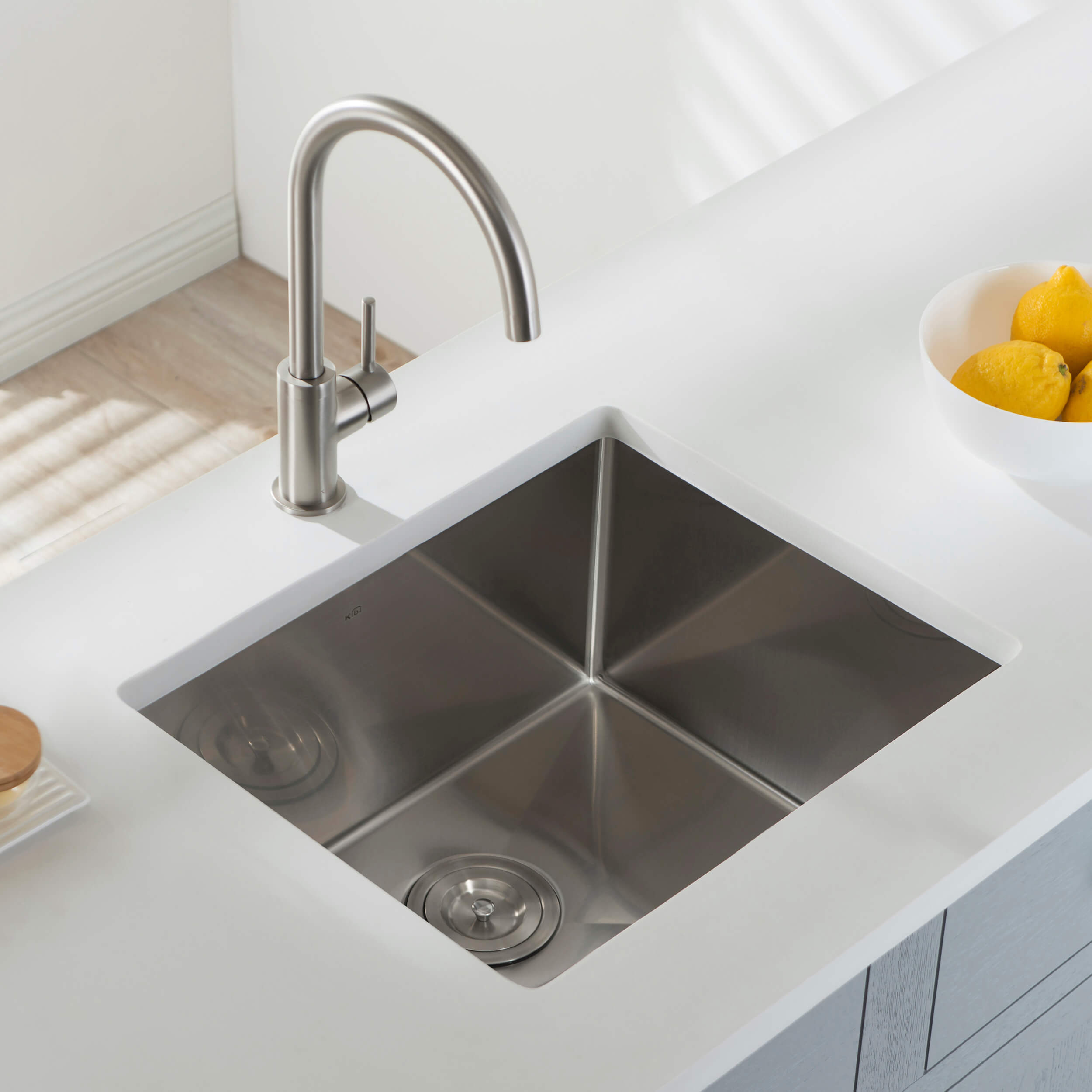 21″ Handcrafted Undermount Single Bowl 16 gauge Stainless Steel Kitchen Sink – K1-S21 view 2