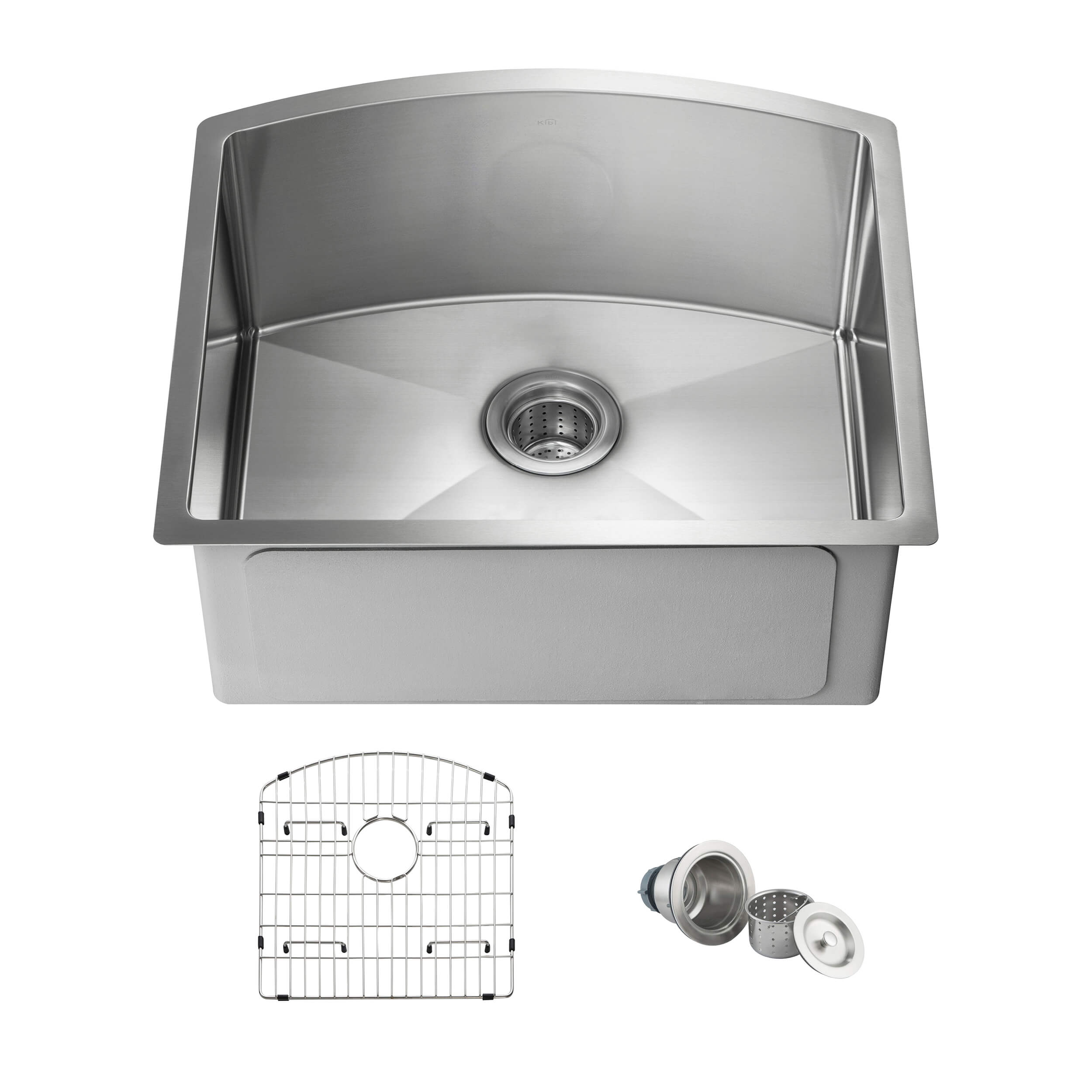 22″ Handcrafted Undermount Single Bowl 16 gauge D Shape Stainless Steel Kitchen Sink – K1-S22-D view 1