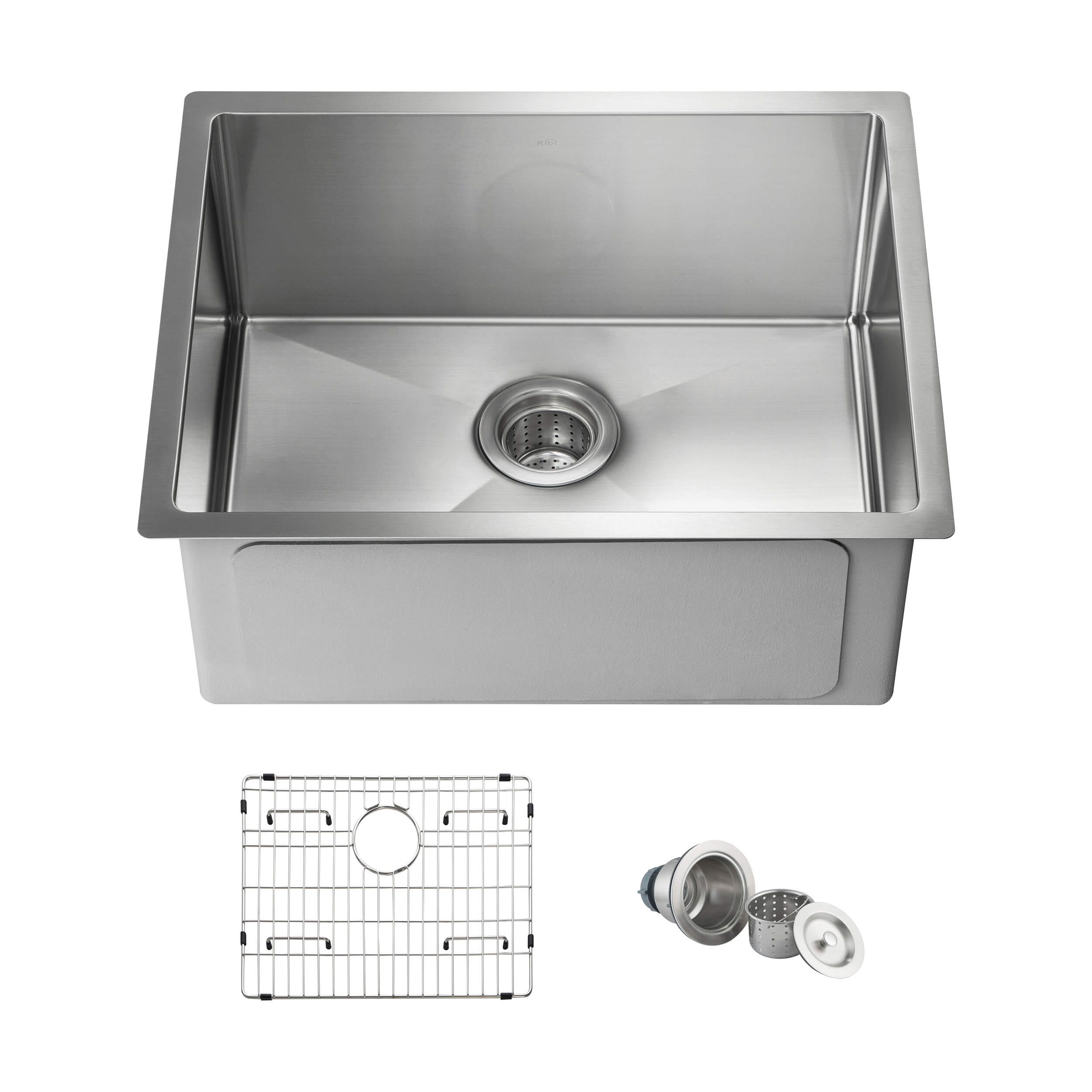 23″ Handcrafted Undermount Single Bowl 16 gauge Stainless Steel Kitchen Sink – K1-S23 view 1