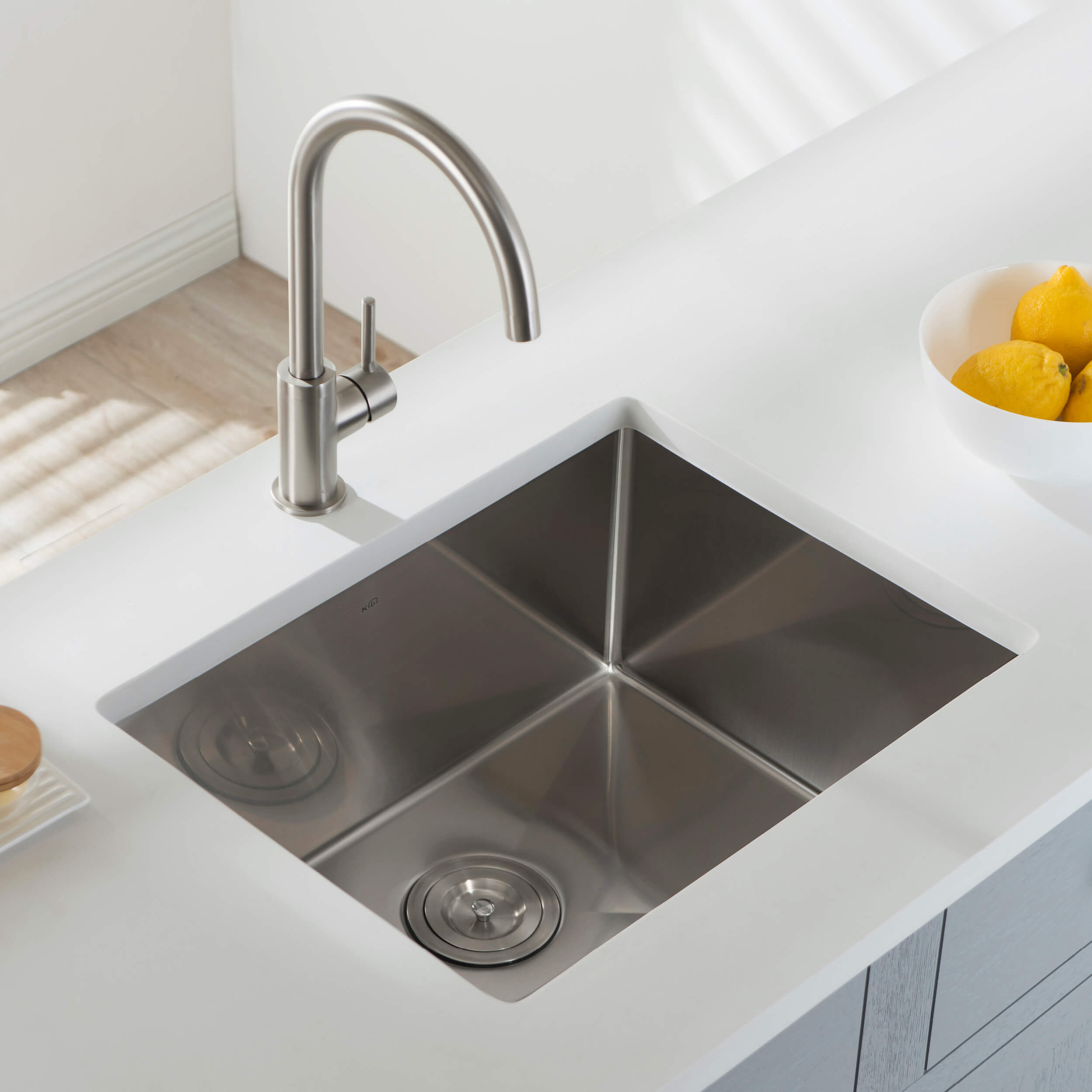 23″ Handcrafted Undermount Single Bowl 16 gauge Stainless Steel Kitchen Sink – K1-S23 view 2
